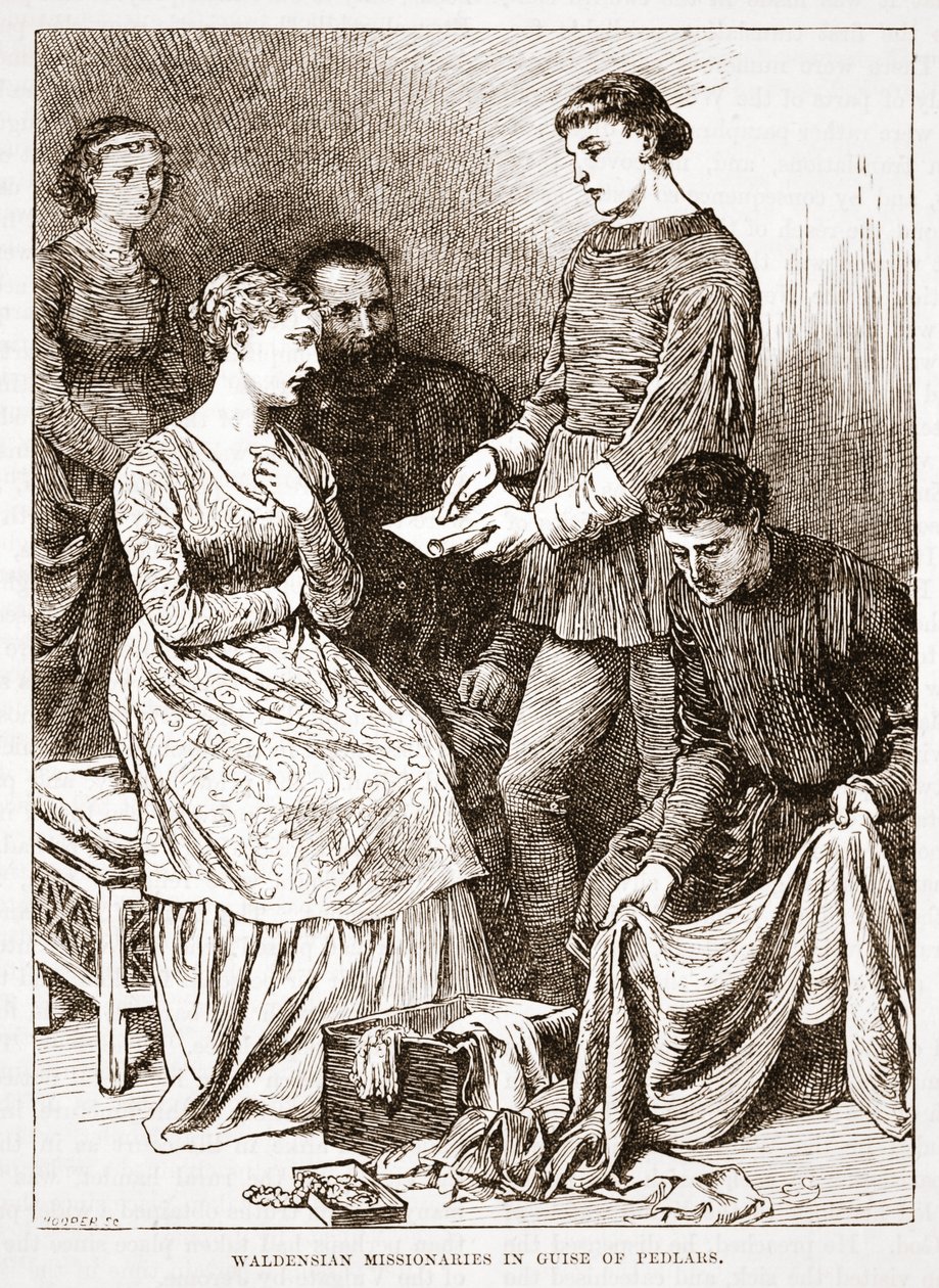 Waldensian misszionáriusok Pedlars álarcában, illusztráció: James Aitken Wylie (1808-1890), The History of Protestantism, pub. 1878 alkotó: English School