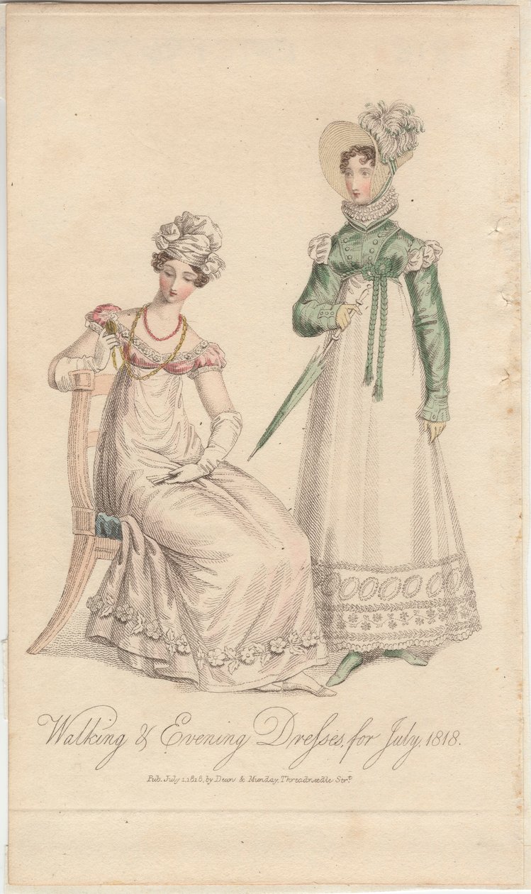 Séta- és estélyi ruhák 1818 júliusára, kiadó: Dean  Munday alkotó: English School