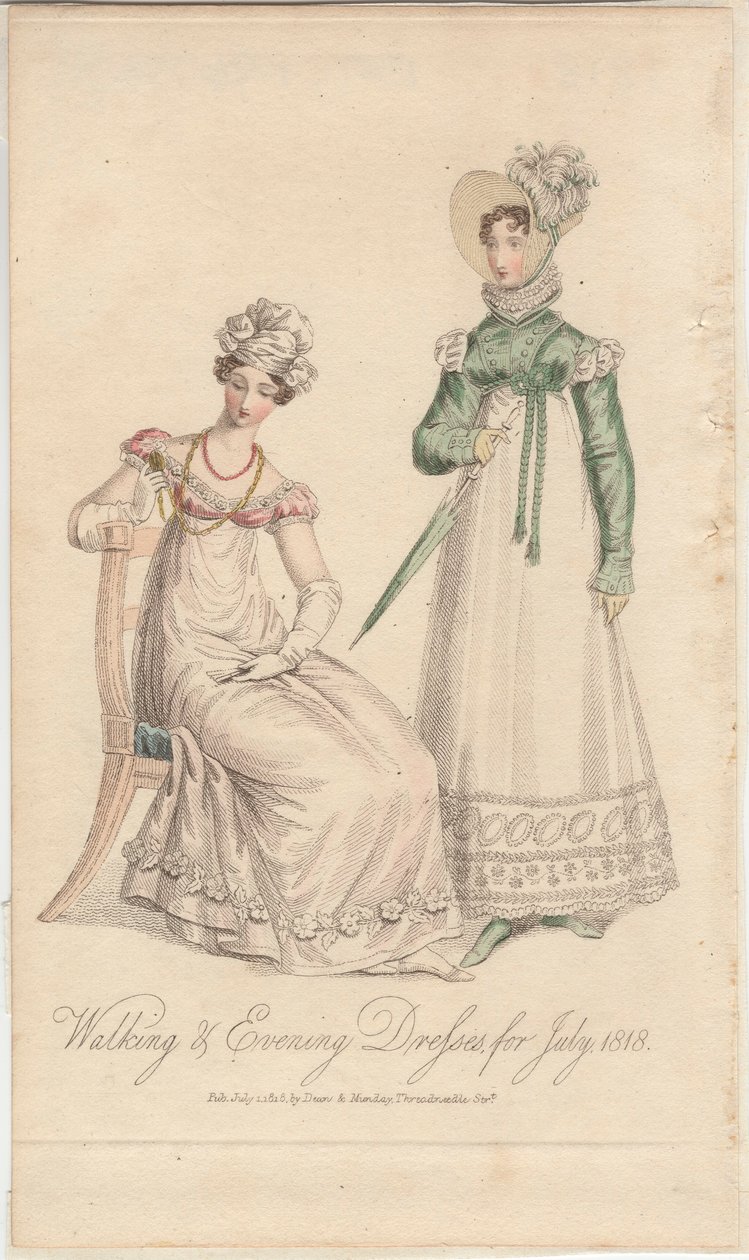 Séta- és estélyi ruhák 1818. júliusra alkotó: English School