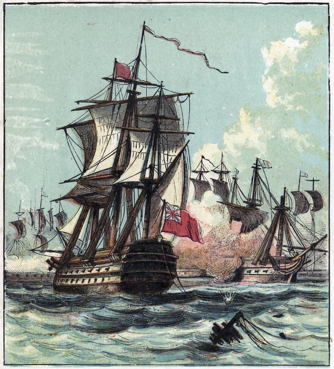 A forradalom háborúja: II. csata a 13. Prairial Year II-ben (1794. 01. 06.) a Louis Thomas Villaret de Joyeuse által vezényelt francia század és Howe admirális (1726-1799) brit hadserege közötti tengeri ütközet volt Ouessant mellett. A britek nyertek. Lord alkotó: English School