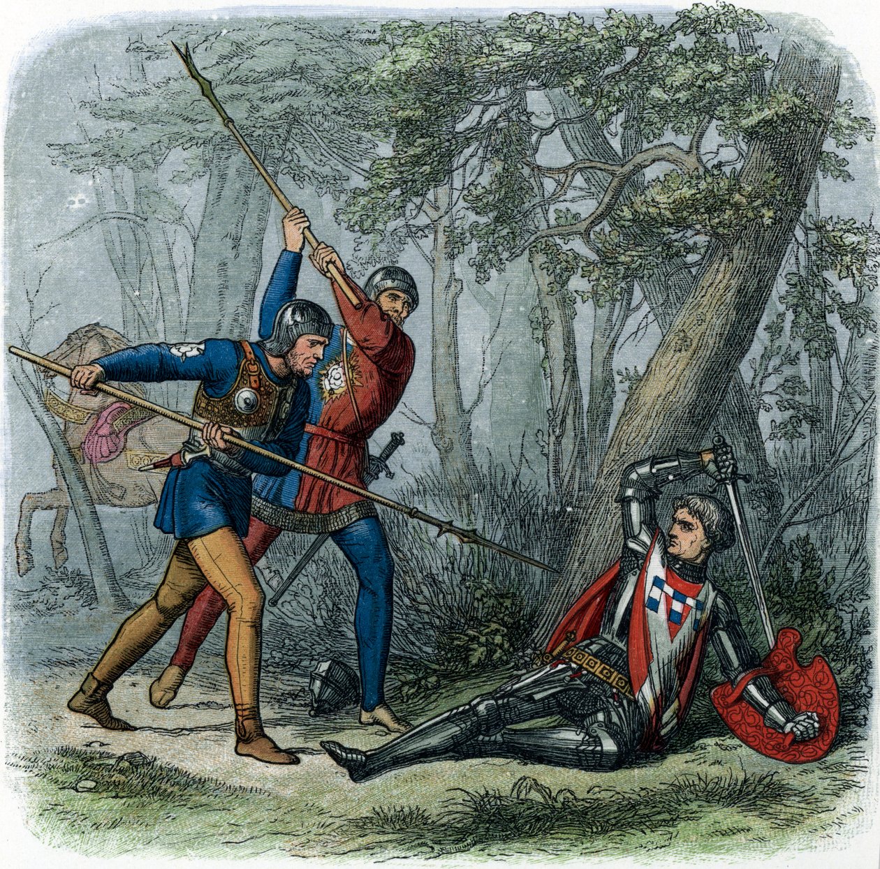 A rózsák háborúja: Warwick halála, illusztráció James Doyle „Anglia krónikájából” alkotó: English School