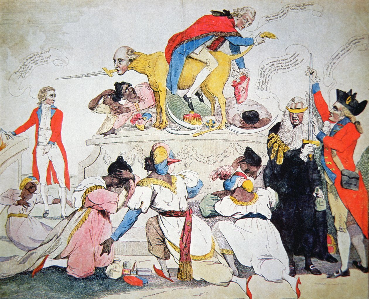 Warren Hastings felelősségre vonása a Lordok Házában (színes litó) alkotó: English School