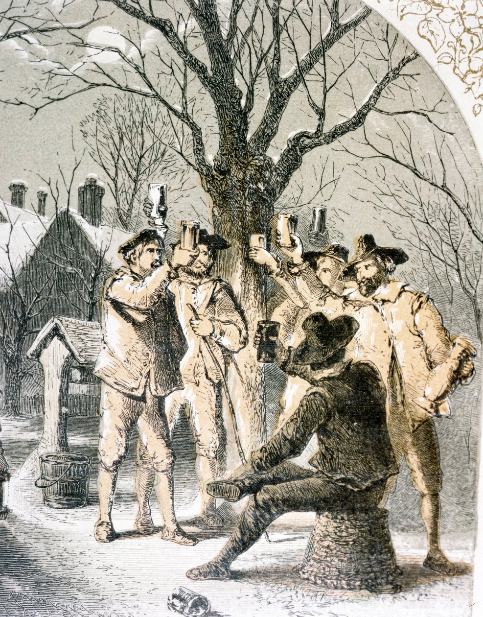 Vihar az almafák között, 1840 alkotó: English School