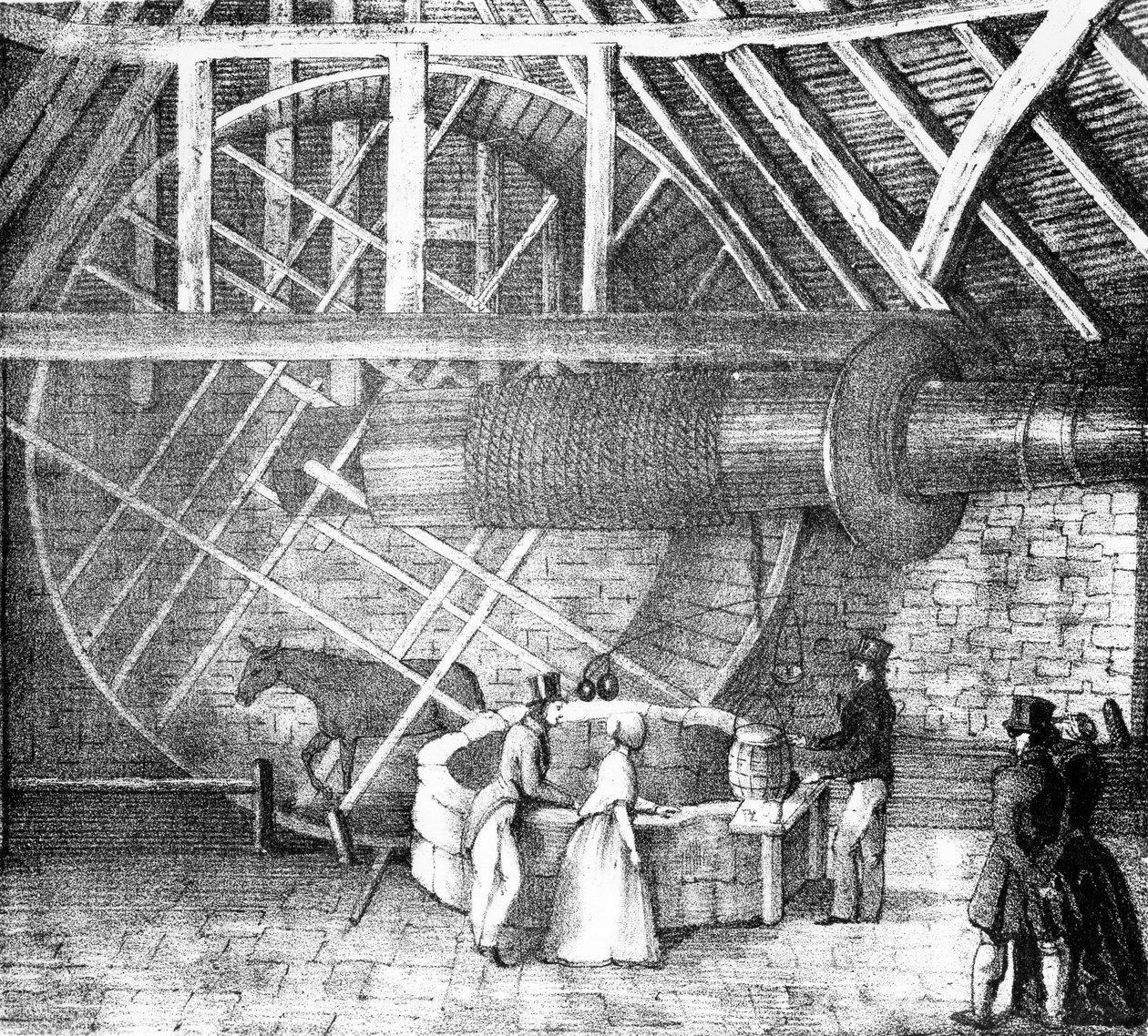 Szamár által hajtott kútemelő, 1870 körül alkotó: English School