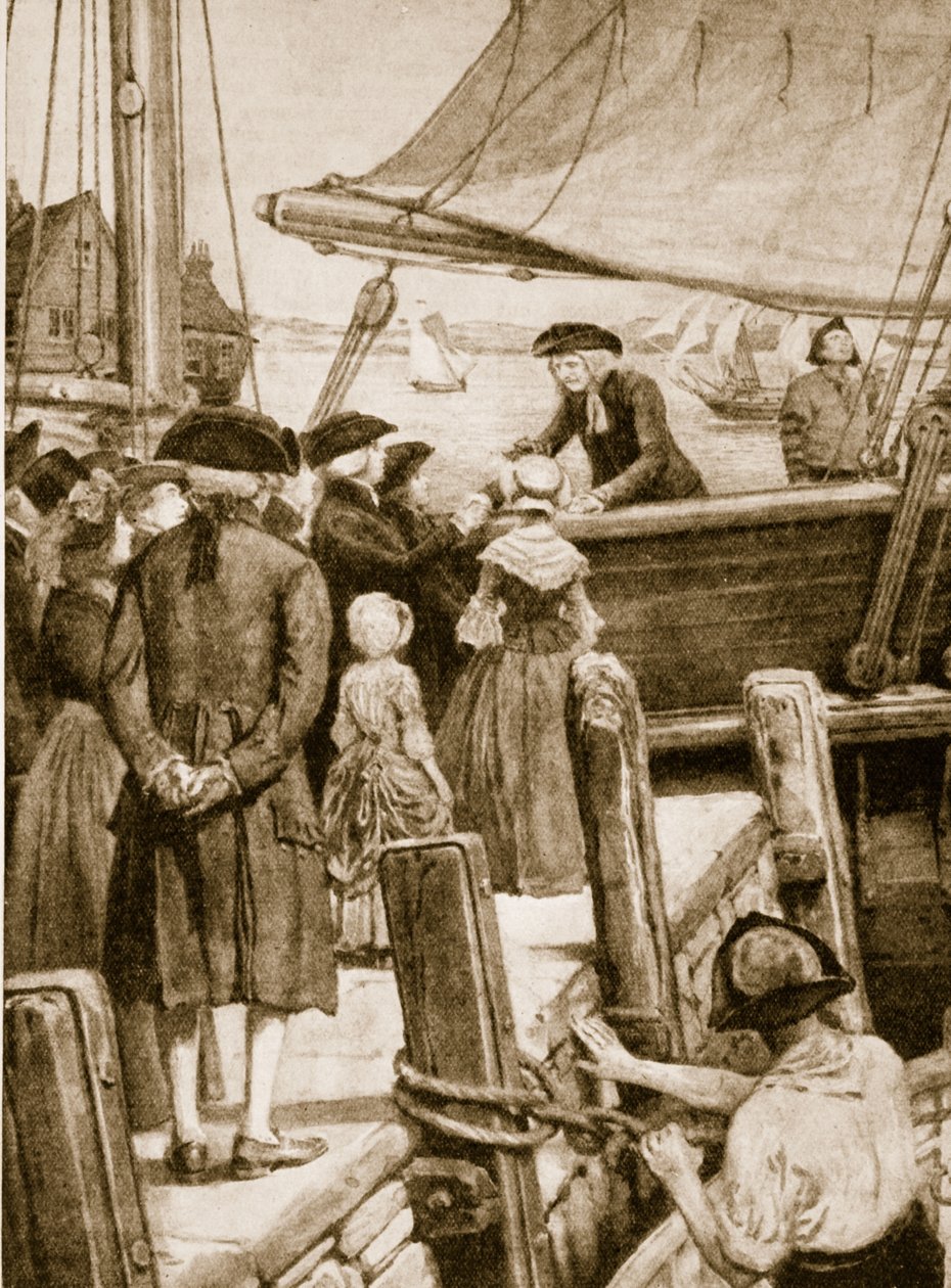 Wesley a The Prince of Wales fedélzetén 1787-ben búcsúzott az írektől alkotó: English School