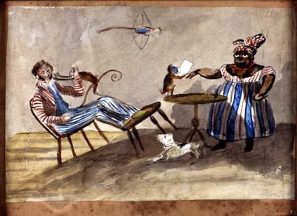 Nyugat-indiai belföldi jelenet, 1835 körül (akvarell és tus papíron) alkotó: English School
