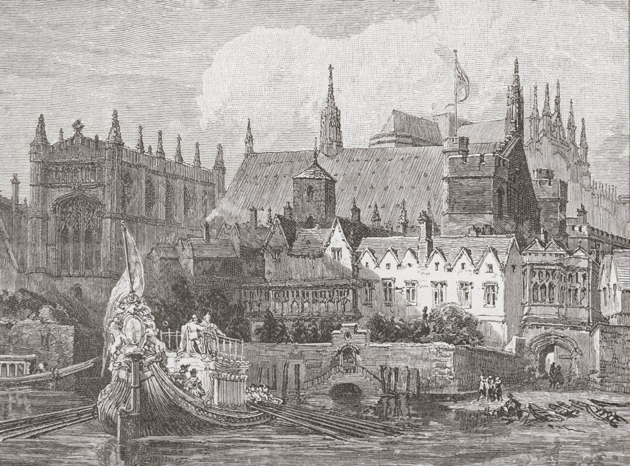 A Westminster Hall a Temzéből nézve I. Károly uralkodása idején, 1625-49 körül alkotó: English School