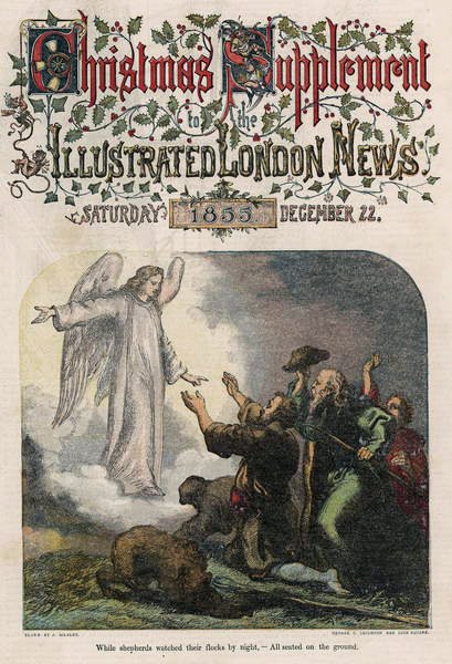 Míg a pásztorok éjjel figyelték nyájaikat, az Illustrated London News címlapjáról, karácsonyi melléklet, 1855 alkotó: English School
