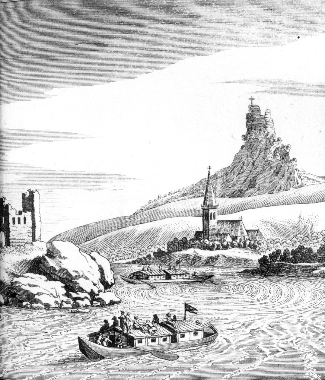 Örvény a Dunában, Edward Browne beszámolója több utazásról, 1677. alkotó: English School