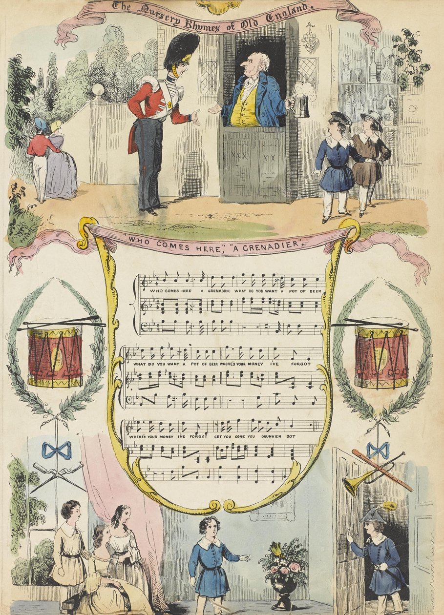 Ki jön ide; Egy gránátos, 1850 körül (színes akvatinta) alkotó: English School