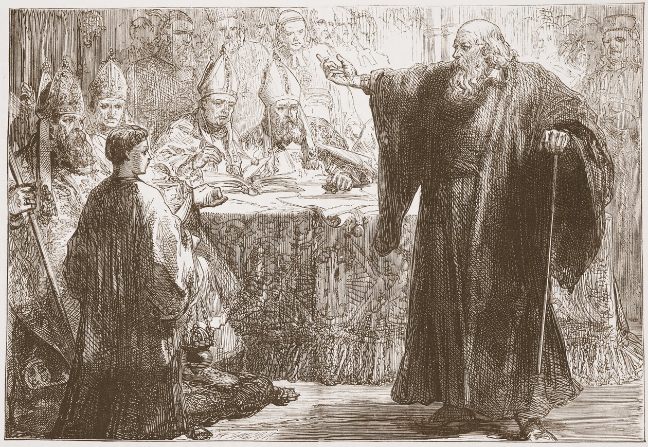 Wicliffe az oxfordi összehívás előtt, illusztráció: James Aitken Wylie (1808-1890) A protestantizmus története című könyvéből, pub. 1878 alkotó: English School