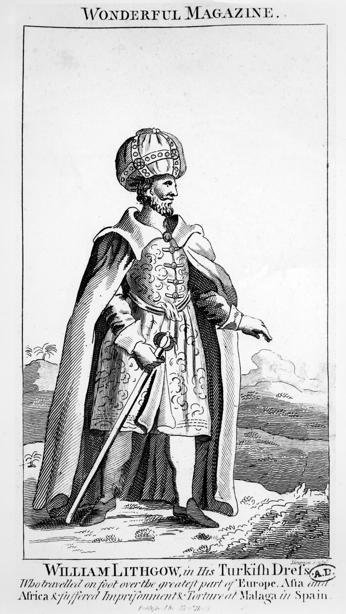 William Lithgow török ruhájában, illusztráció a Wonderful Magazine-ból, 1750-90 körül alkotó: English School