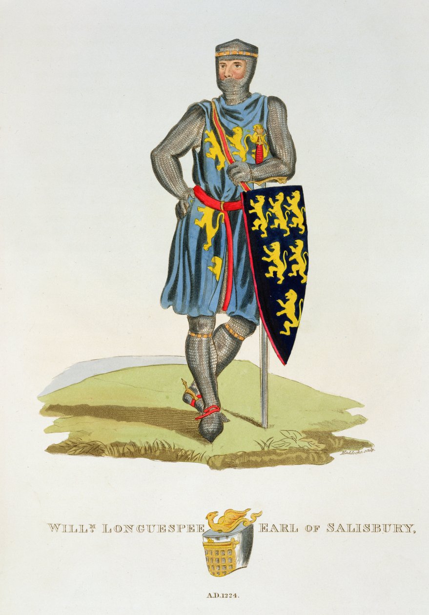 William de Longuespee, Salisbury 3. grófja (†1226) 1224, W. Maddocks metszete, Samuel Rush Meyrick Ősi páncéljából, 1824 alkotó: English School