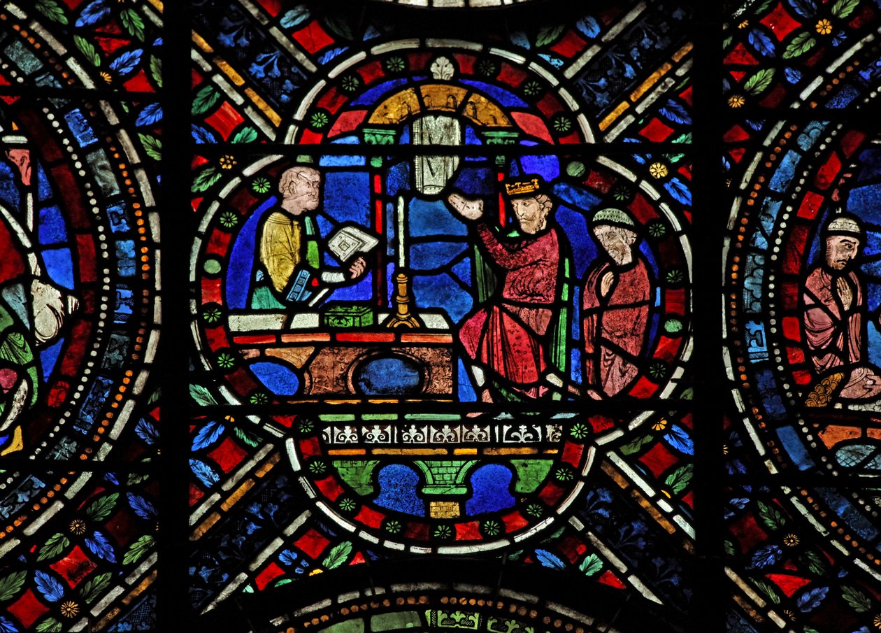 Az N7 ablak St Thomas Becket életének jelenetét ábrázolja: II. Henrik vezeklése alkotó: English School