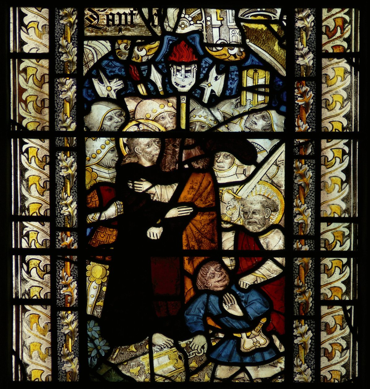 Júdás árulását ábrázoló ablak alkotó: English School