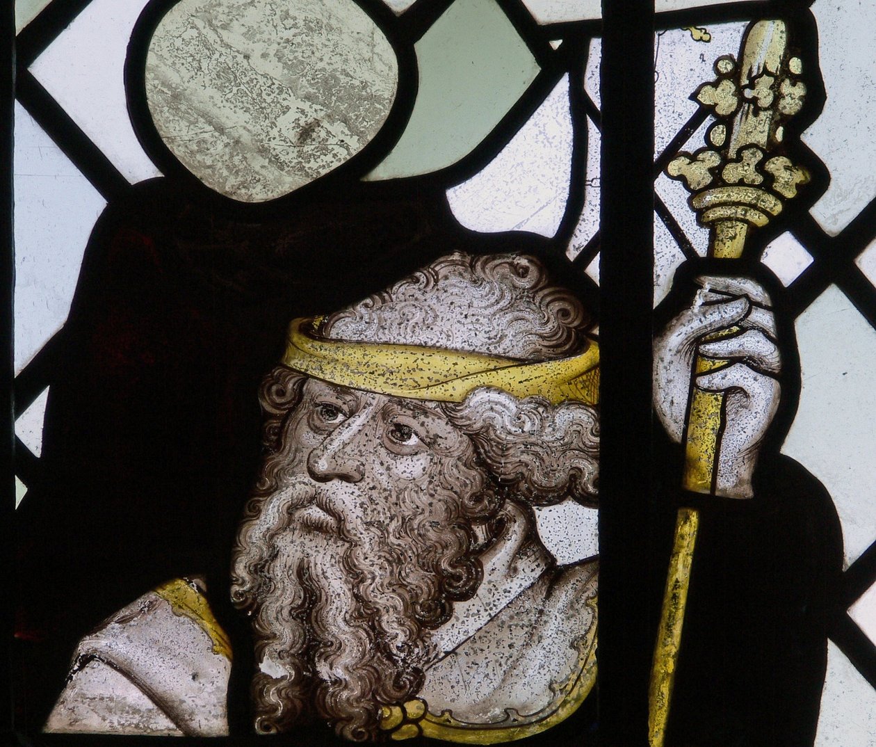 A St Christopher ablak egy részletét ábrázoló ablak alkotó: English School