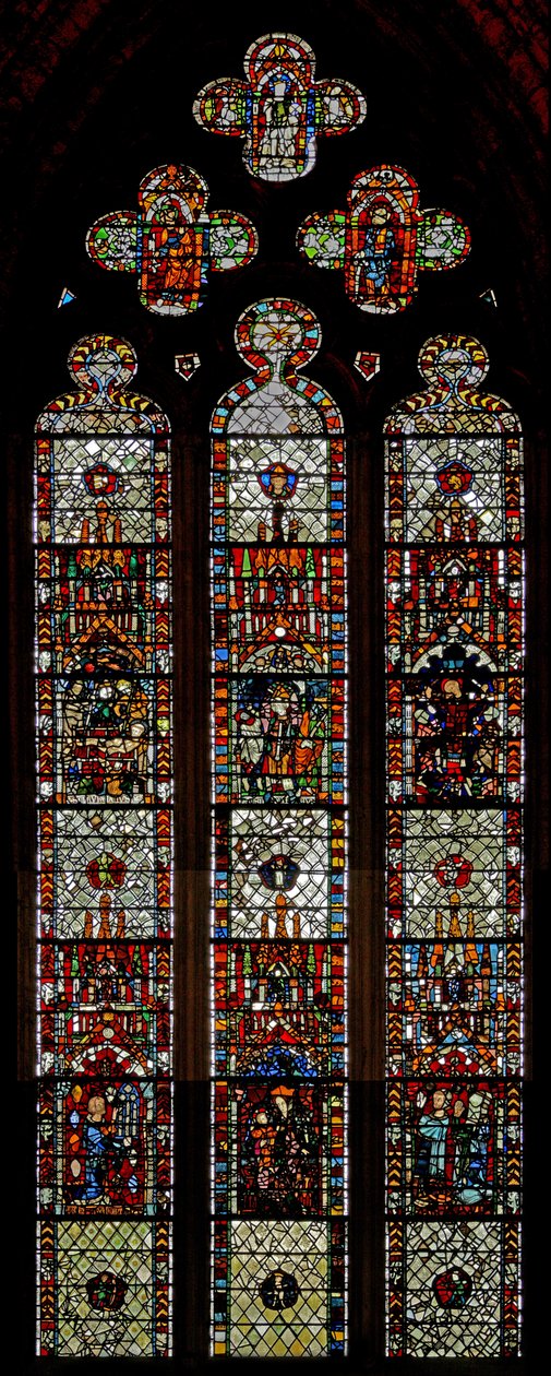 A w39-es ablak Szent László, Szent Dénes és Szent Eleutherius mártíromságát ábrázolja alkotó: English School