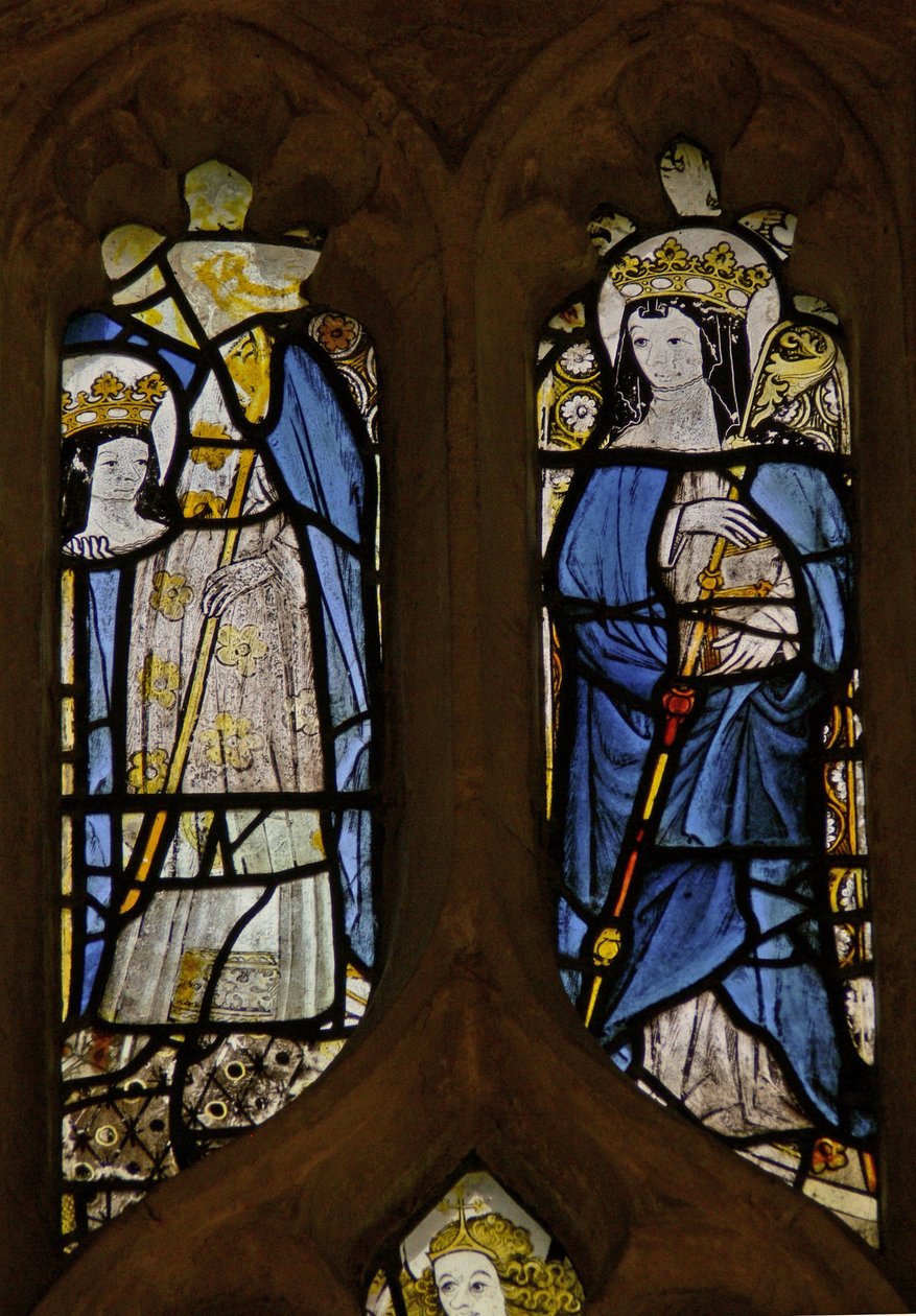 A w4-es ablak Szent Ositot ábrázolja? és St Etheldreda? alkotó: English School