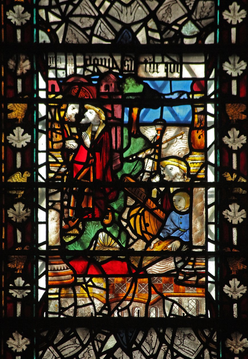 A w58-as ablak St Thomas Becket történetének egy jelenetét ábrázolja – egy kiszállási jelenet alkotó: English School