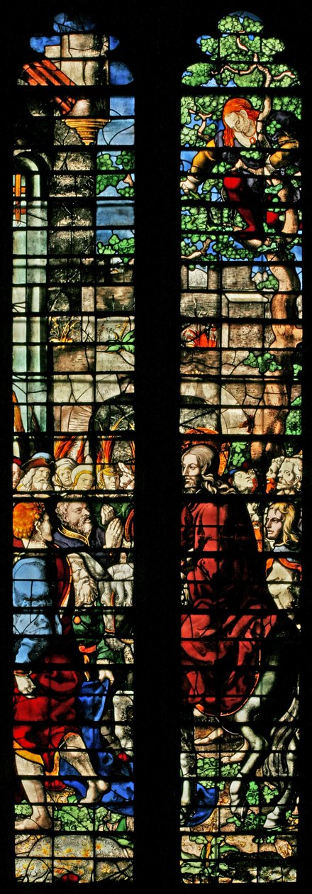 A w8-as ablak a jeruzsálemi belépést ábrázolja alkotó: English School
