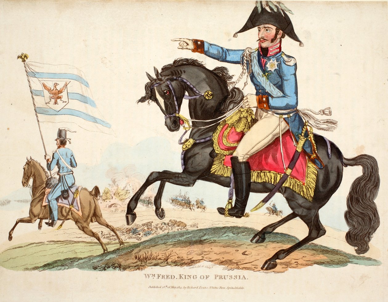 Wm Fred. Porosz király, kocsma. Richard Evans, engr Romney, illusztráció a Waterloo-i csata történetéről, William Mudford, 1816 alkotó: English School