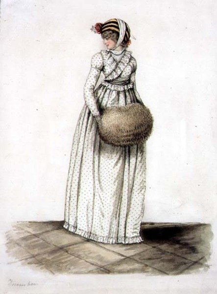 Nő "decemberi" ruhában, 1815 körül (akvarell és ceruza, papír) alkotó: English School