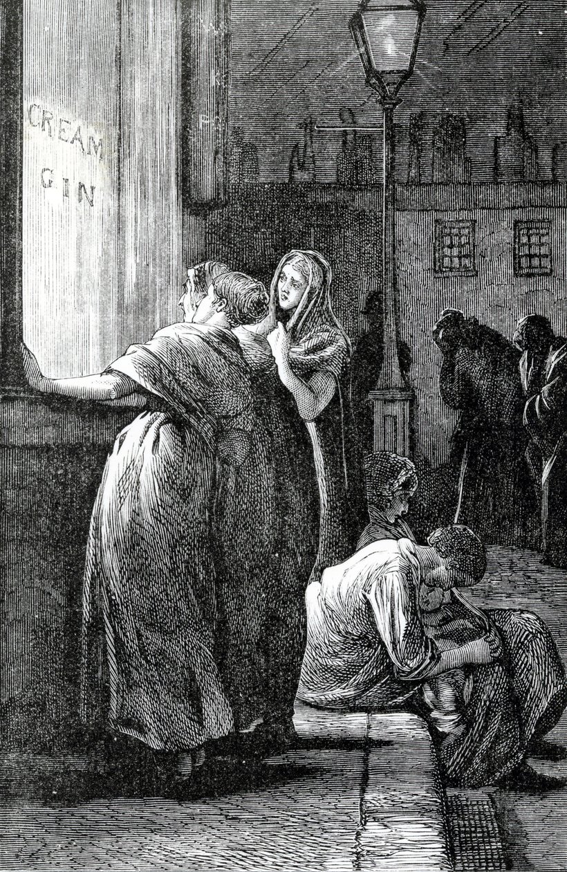 Nők és ginivás, 19. század alkotó: English School