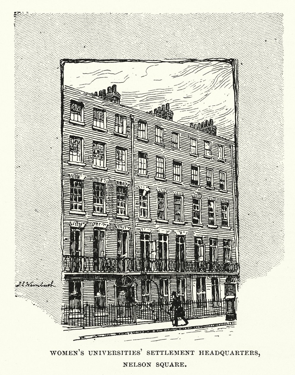 A Női Egyetemek Településének székháza, Nelson tér, Southwark (metszet) alkotó: English School