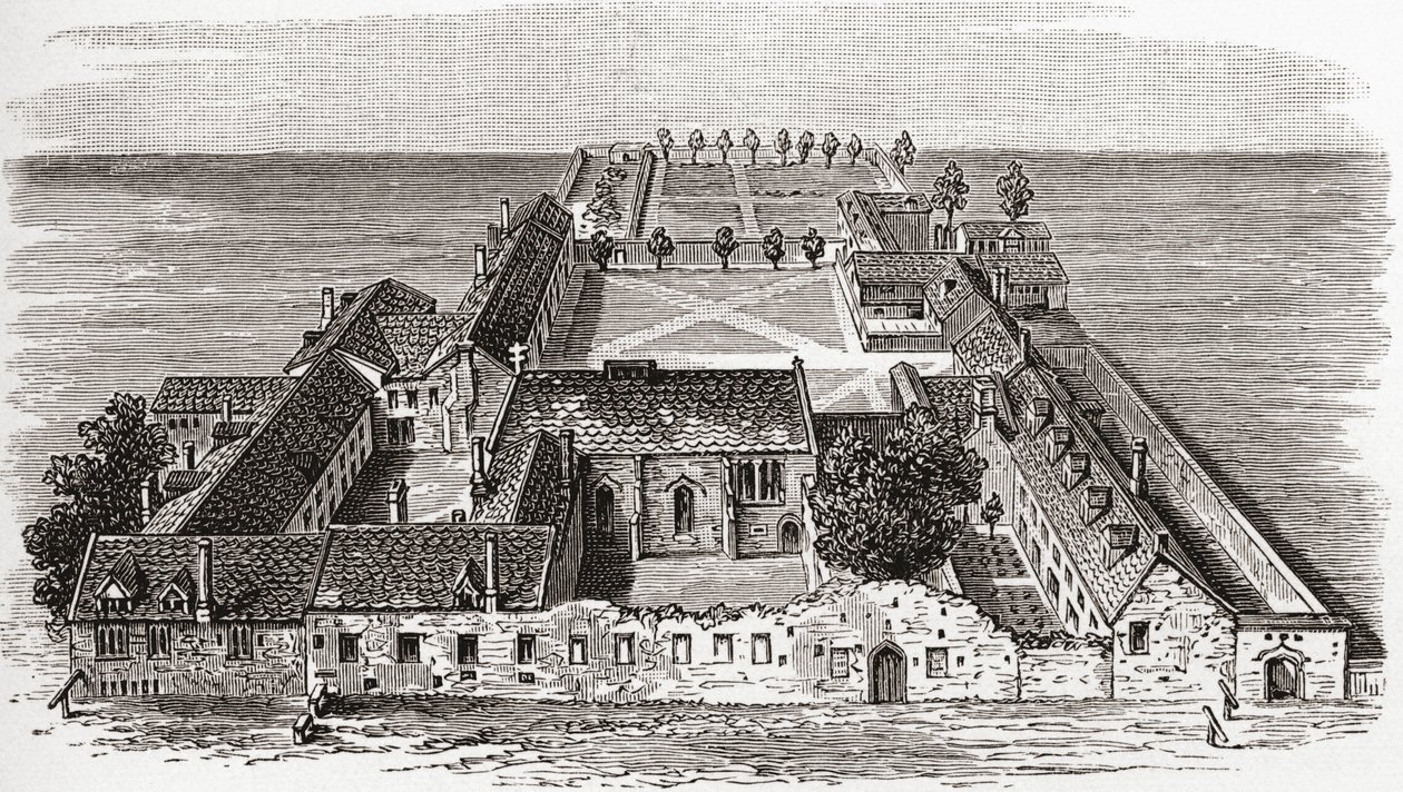 Worcester College, korábban Gloucester Hall, Oxford 1673 körül, J. R. Green „A Short History of the English People” című művéből, 1893-ban alkotó: English School