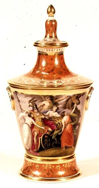 Thomas Baxter által festett worcesteri váza, 1820 körül alkotó: English School