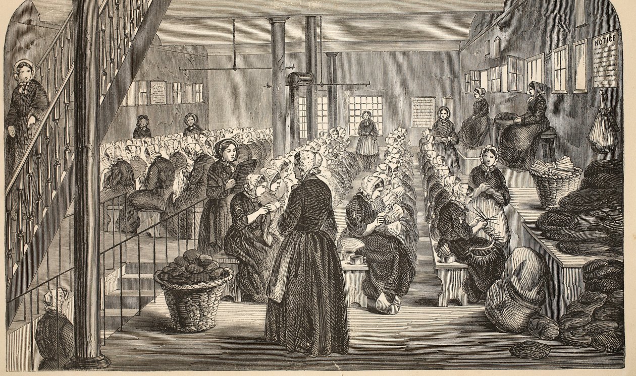 Work-room, a Silent System, a House of Correction, Tothill Fields, illusztráció a The Criminal Prisons of London és Jelenetek a börtönéletből Henry Mayhew és John Binny, pub. 1862 (eng alkotó: English School