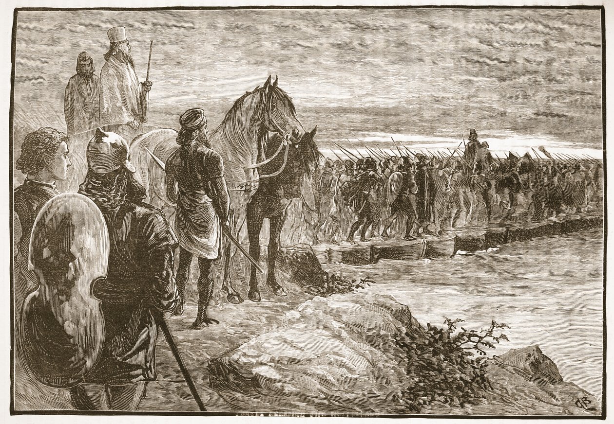 Xerxész átkel a Hellészponton alkotó: English School