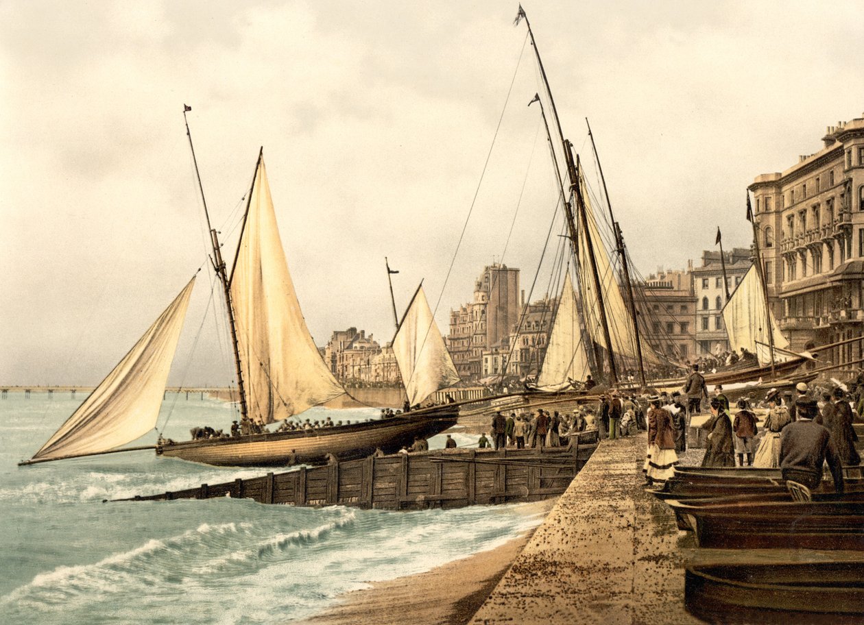 Yachtok indulása, Hastings (kézzel színezett fotó) alkotó: English School