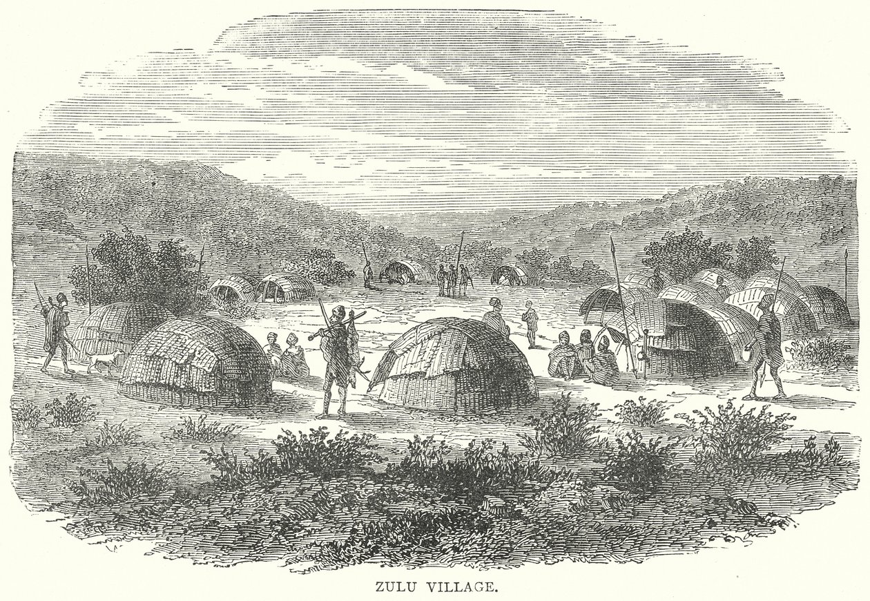 Zulu falu (metszet) alkotó: English School