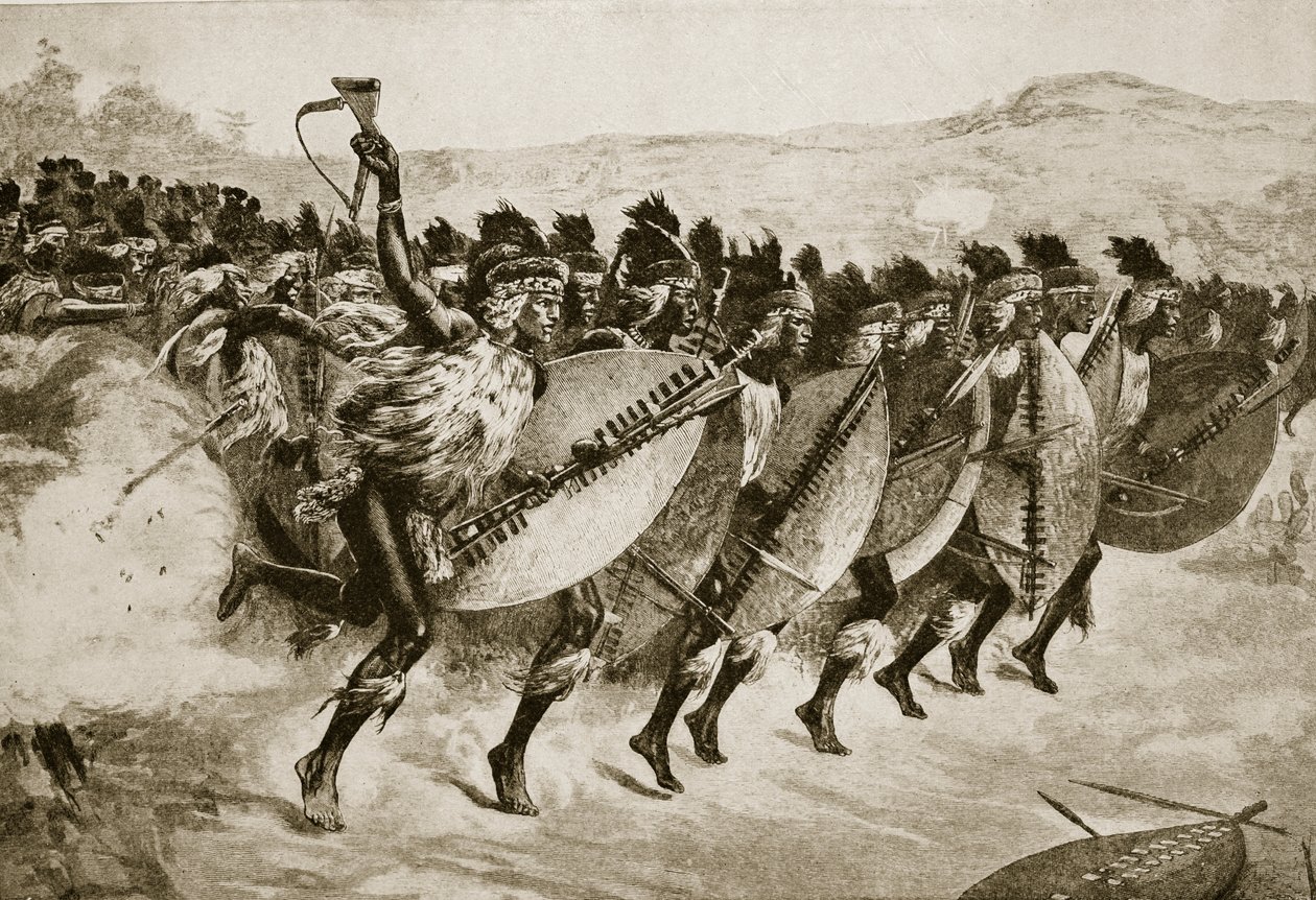 A zuluk előrenyomulva támadnak a Kambula-hegynél, 1879. március 29-én alkotó: English School