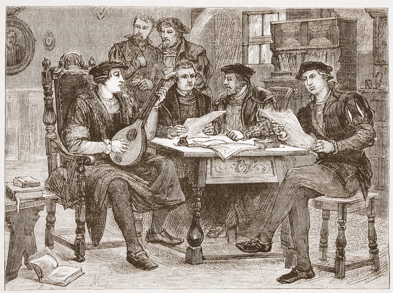 Zwingle barátai között, illusztráció: James Aitken Wylie (1808-1890) A protestantizmus története című könyvéből, pub. 1878 alkotó: English School