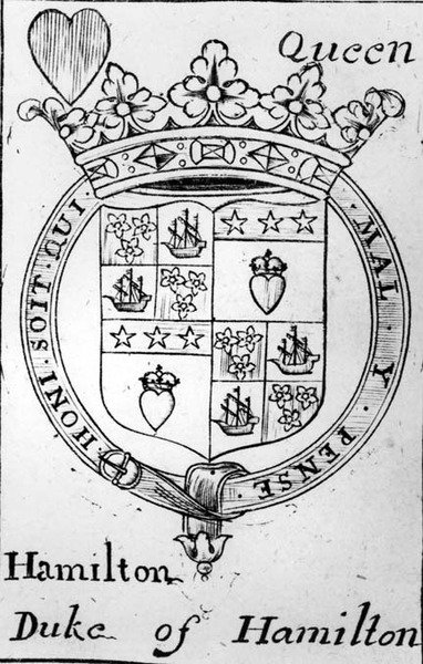 Hamilton hercegének címerét ábrázoló játékkártya alkotó: English School English School