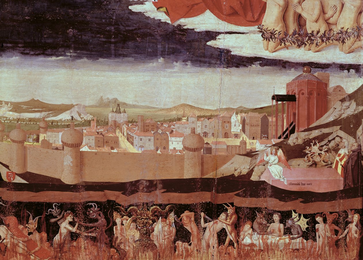 Az 1454-ben elkészült The Damned in Hell, a „Szűz koronázása” című művéből (57626 részlet) alkotó: Enguerrand Quarton