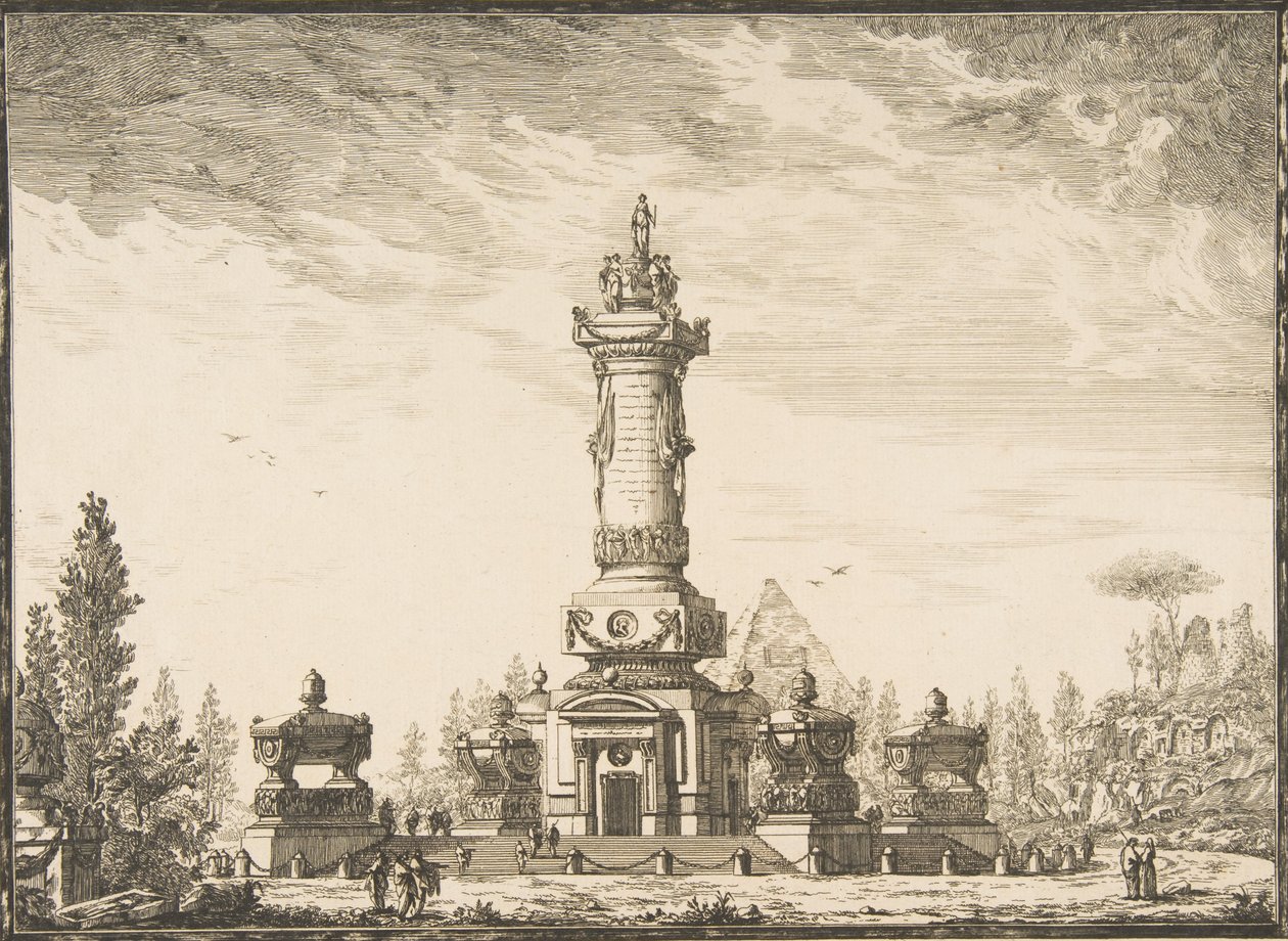 Temetésre szánt temetkezési oszlop perspektivikus emelkedése..., 1746-50. alkotó: Ennemond Alexandre Petitot