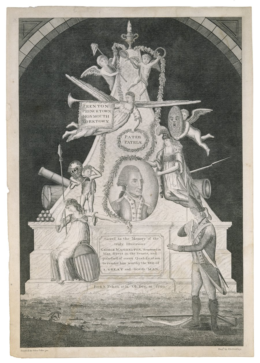 Pater Patriae, c. 1800 (csúcsos és vonalas gravírozás maratással szőtt papírra) alkotó: Enoch G. Gridley