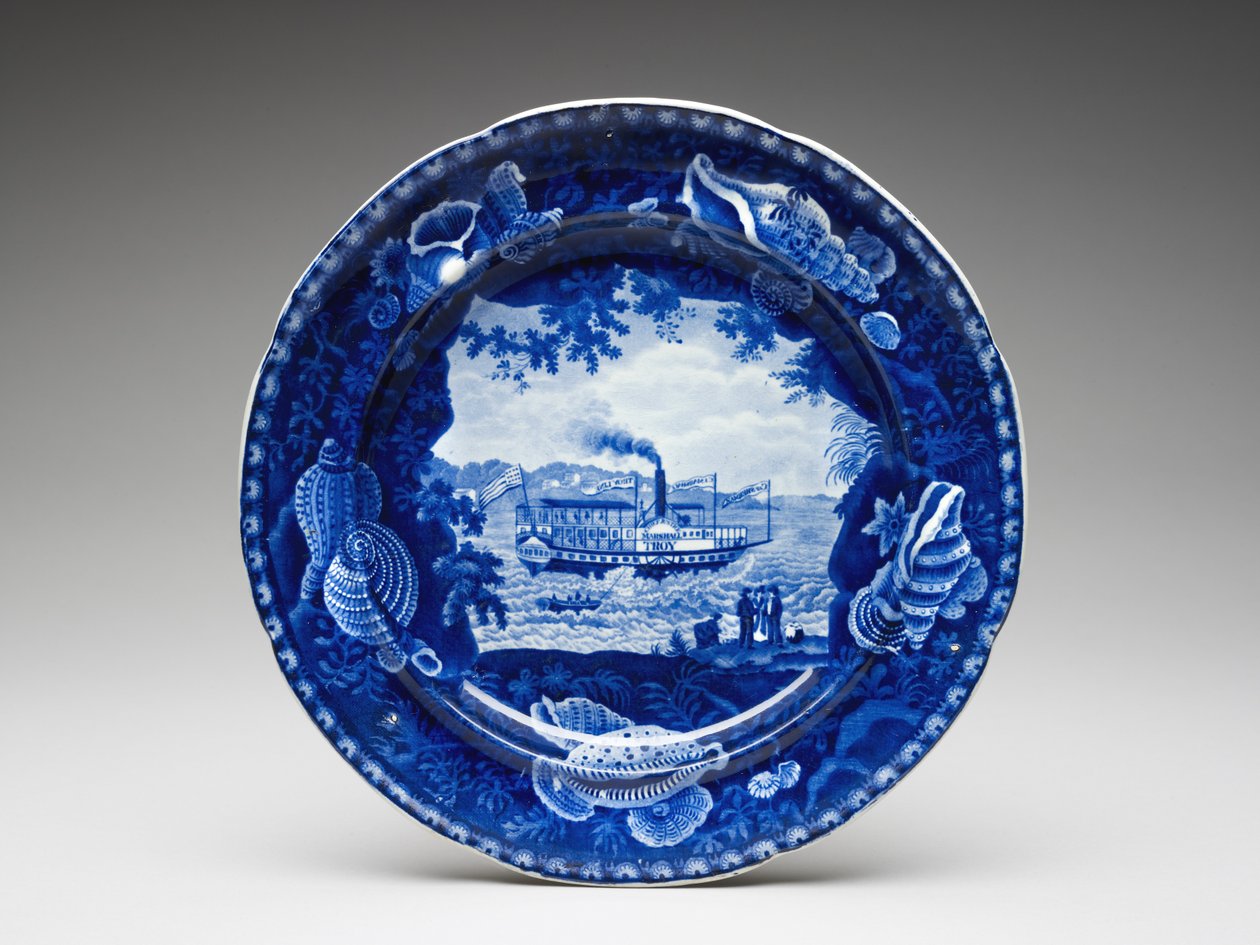 Tányér, c. 1825-1846 (ólommázas cserépedény transzfernyomással) alkotó: Enoch Wood and Sons