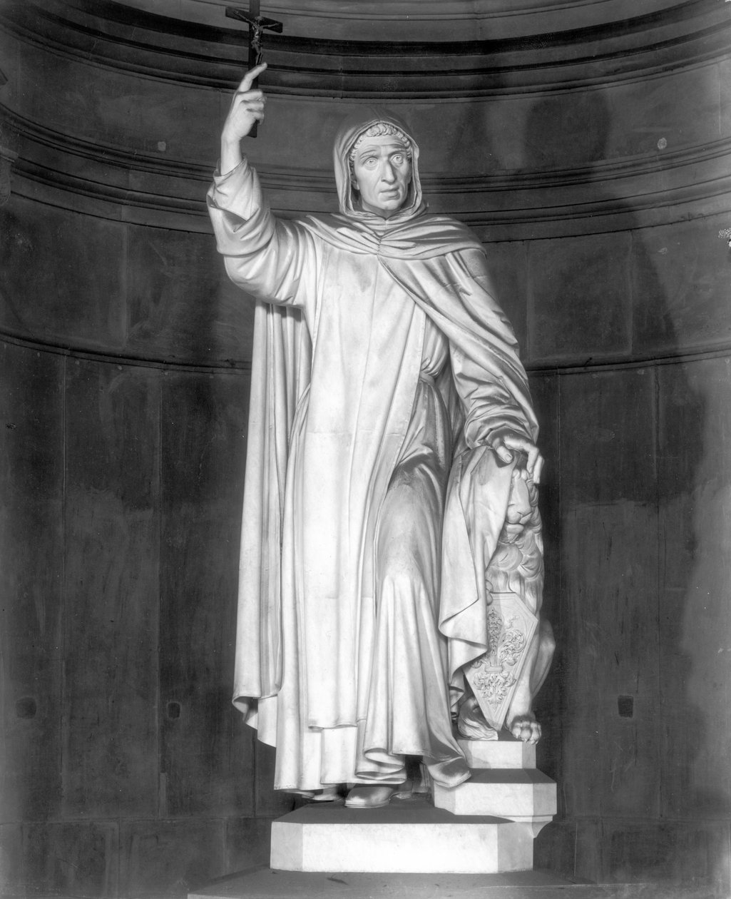 Girolamo Savonarola (1452-98) emlékműve (márvány) (f/w fotó) alkotó: Enrico Pazzi
