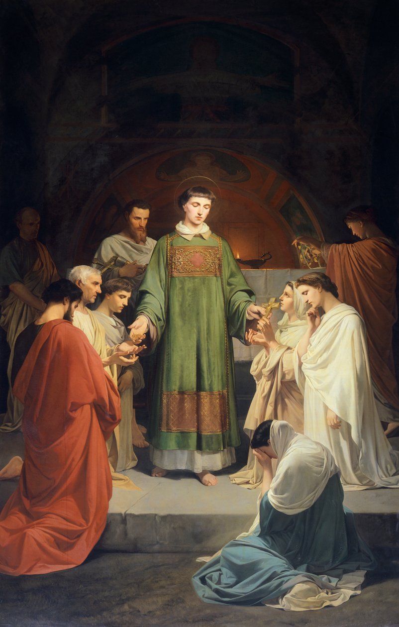 Szent Lőrinc alamizsna, szerző: Enrico Pollastrini (1817-1876), Segítő Szent Mária-templom, Livorno, Olaszország alkotó: Enrico Pollastrini