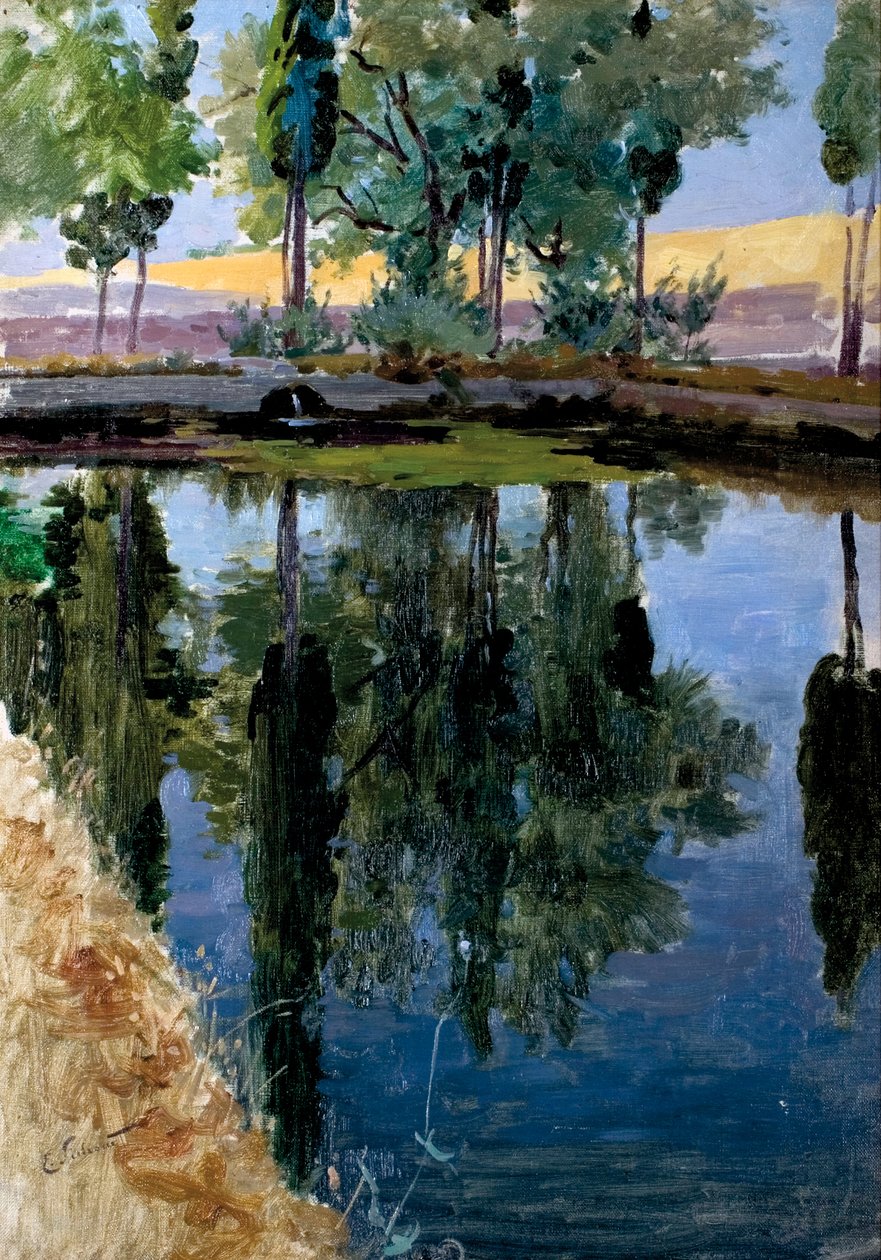  Dobles chopos en el rioPoplar tükörképek a folyón alkotó: Enrique Simonet