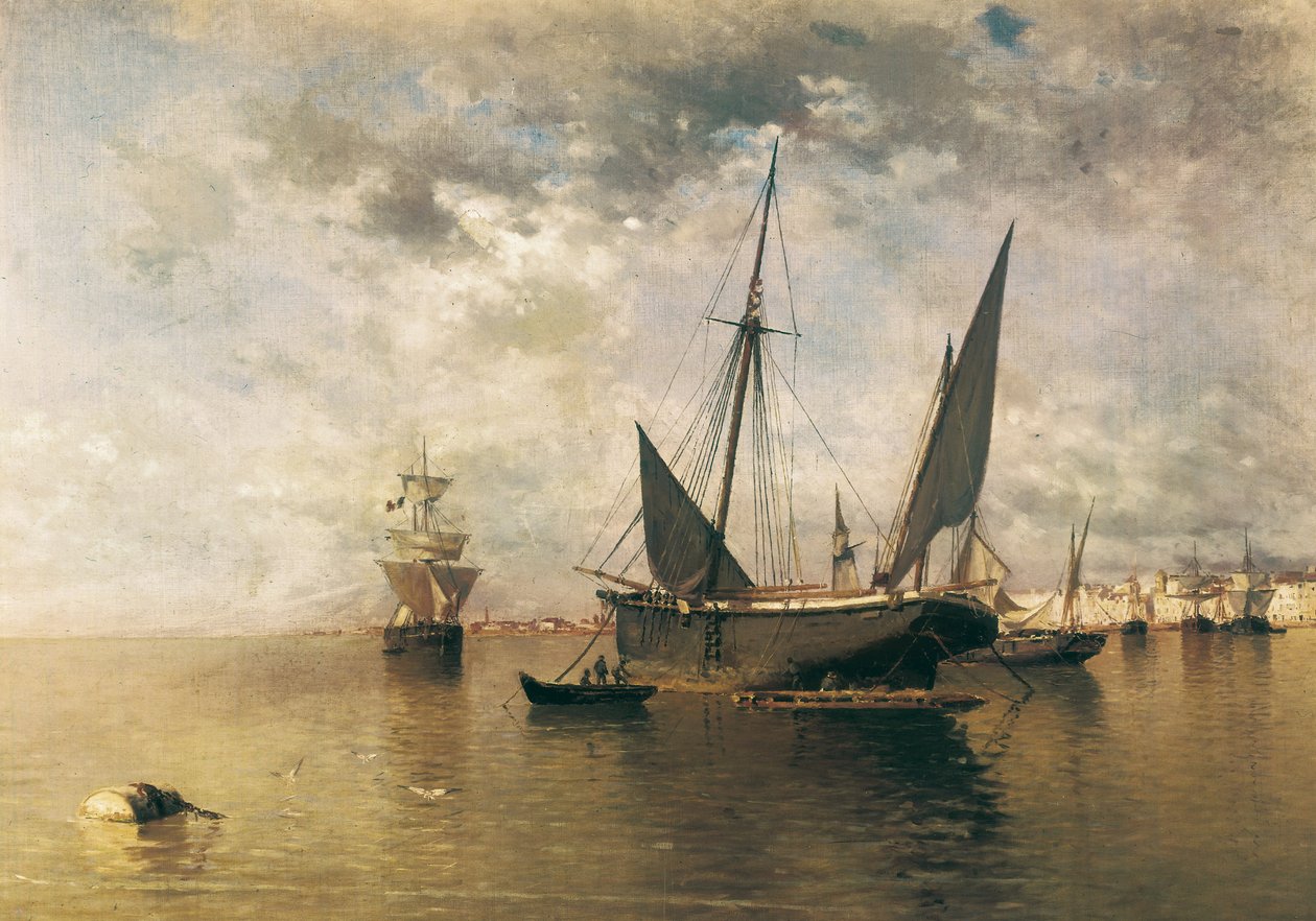 Malaga kikötője. 1885 (olaj, vászon) alkotó: Enrique Florido Bernils