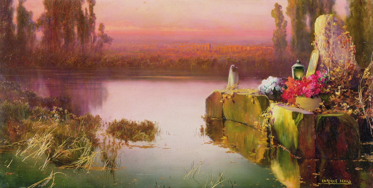 Elárasztott romok naplementekor, 1898 körül (olaj, vászon) alkotó: Enrique Serra