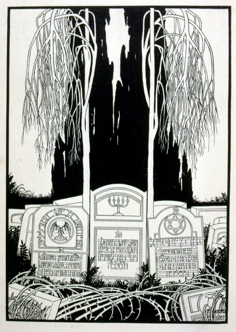a nem zsidó költő, Börries von Münchhausen balladagyűjteményének lapja "Júda" 1900 alkotó: Ephraim Moses Lilien