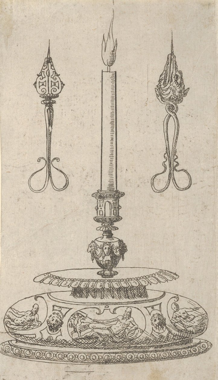 Tervezés gyertyatartóhoz Candle Wick trimmerekkel, 1560-70. alkotó: Erasmus Hornick