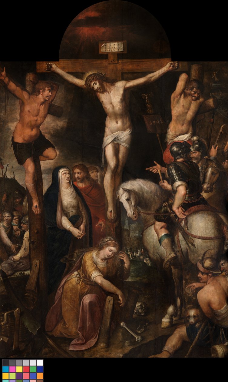 A keresztre feszítés (olaj a panelen) alkotó: Erasmus Quellinus