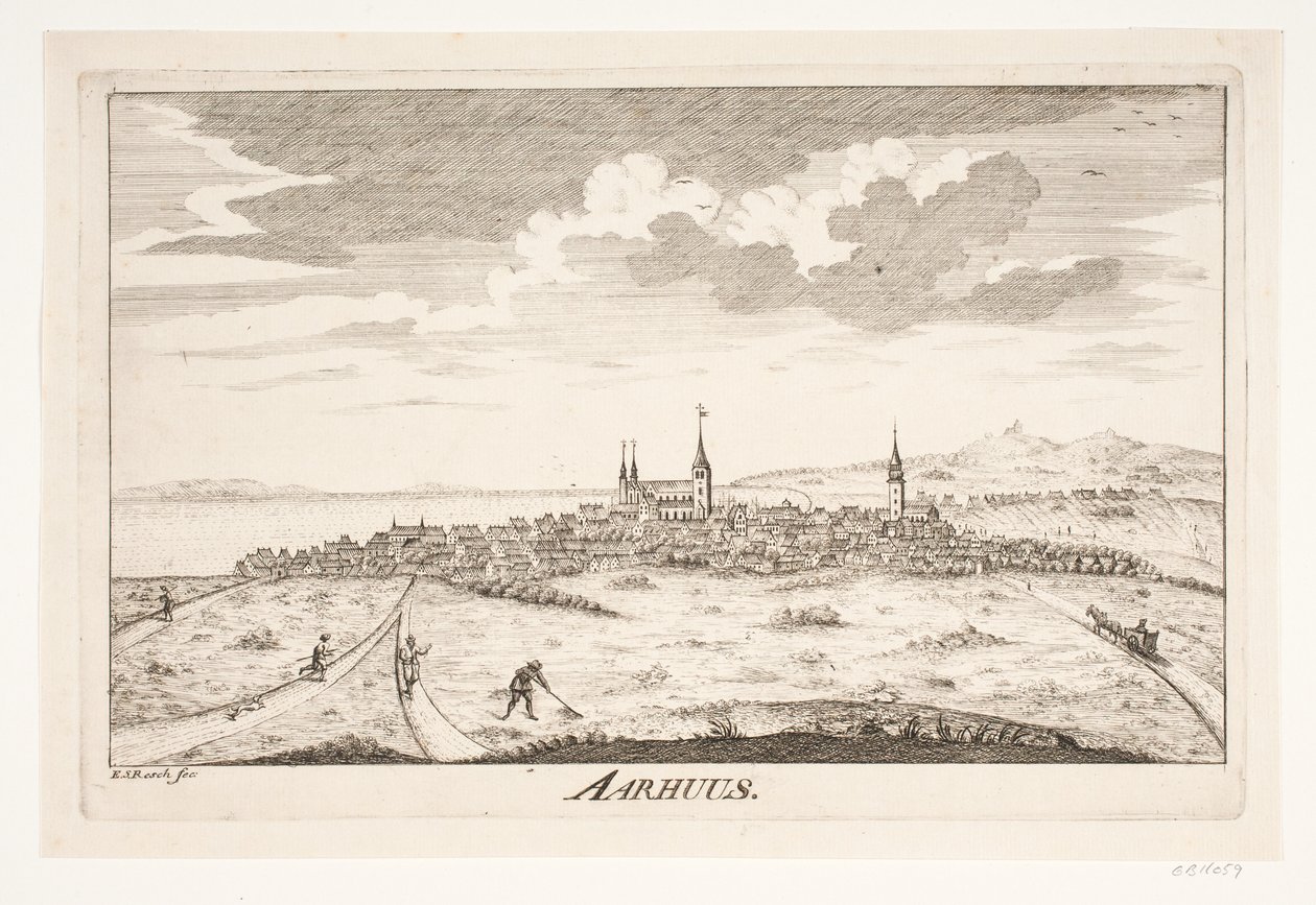 Aarhus kilátása alkotó: Erasmus Sigismund Resch